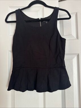 EXPRESS Black Peplum Top with lace back